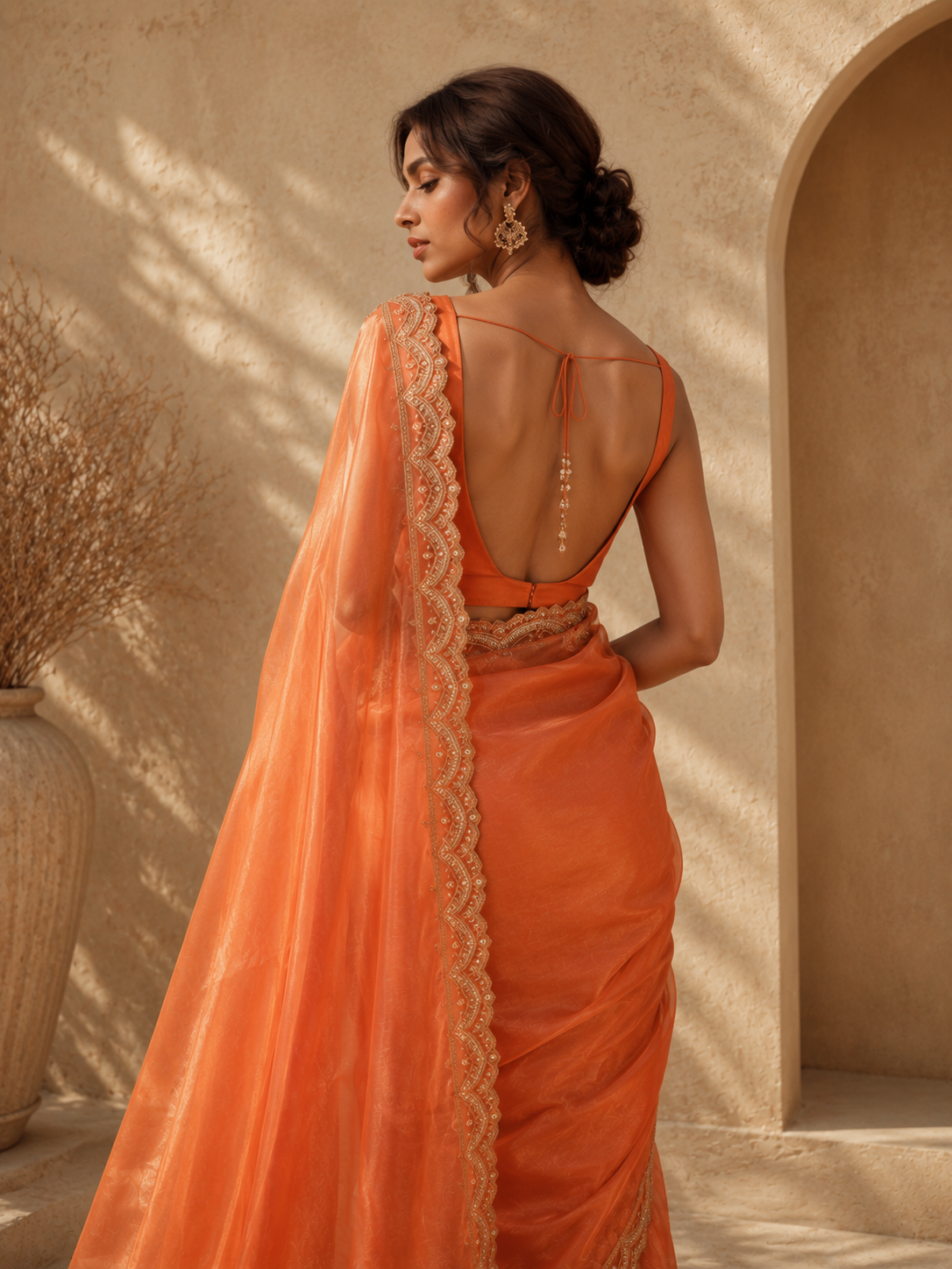 Clementine Sunset Organza Saree