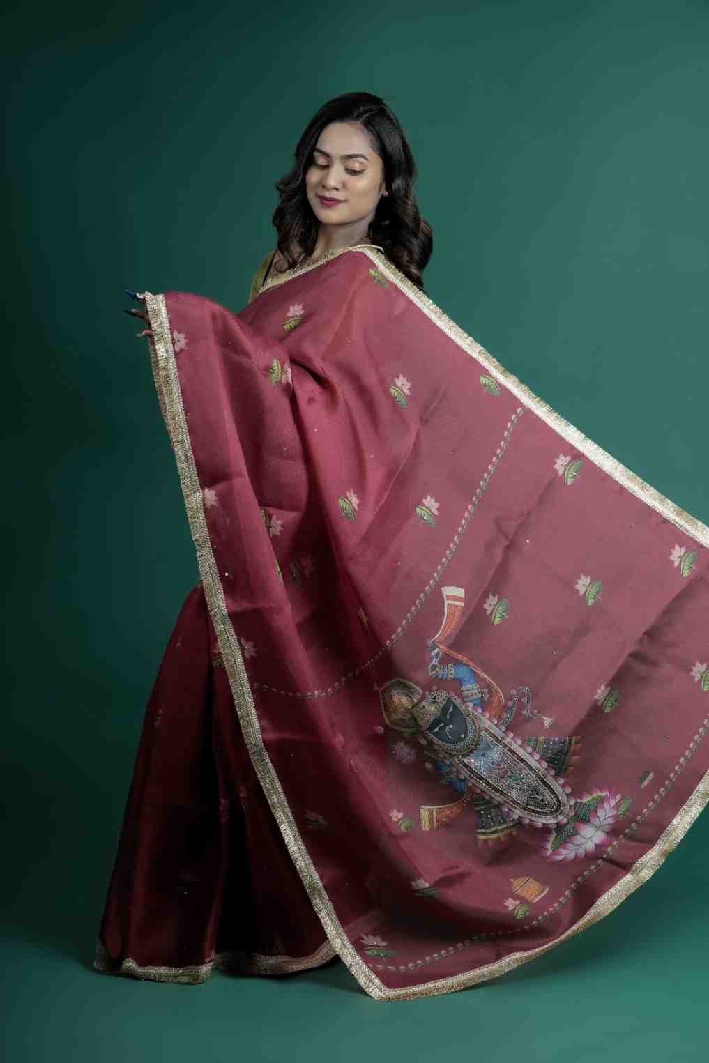 Shreenathji - Hand-Embroidered Saree (Pichwai Inspired)
