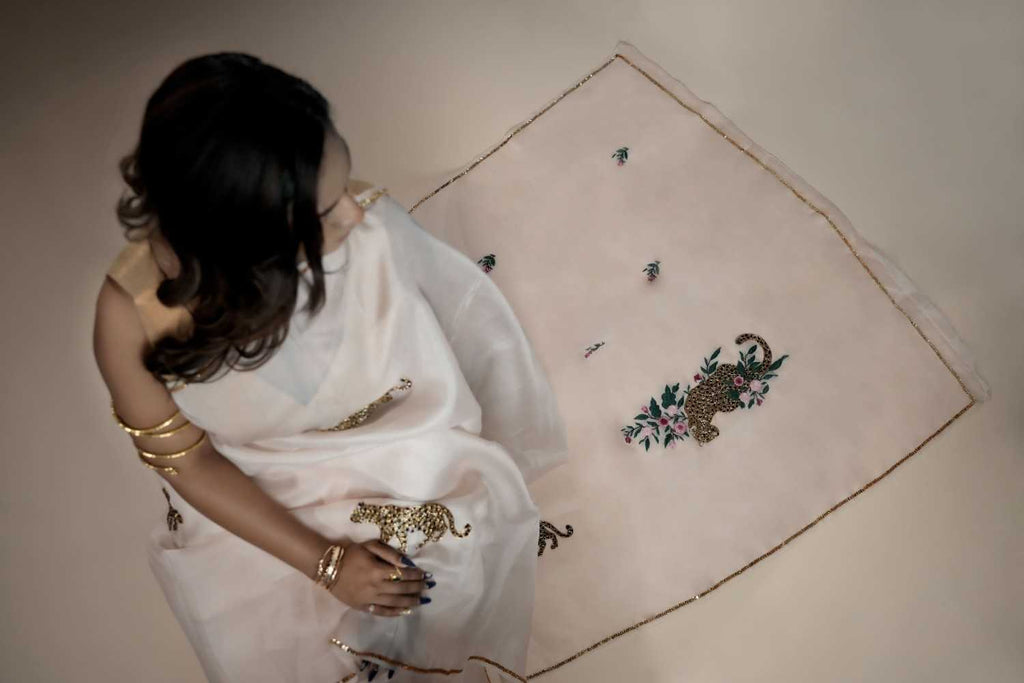 Citrakah - Hand-Embroidered Organza Saree