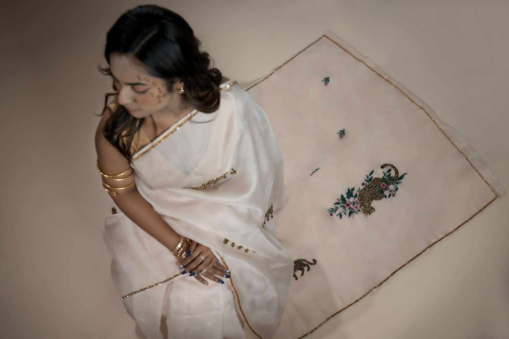Citrakah - Hand-Embroidered Organza Saree