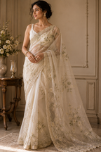 Ivory Whisper Organza Saree