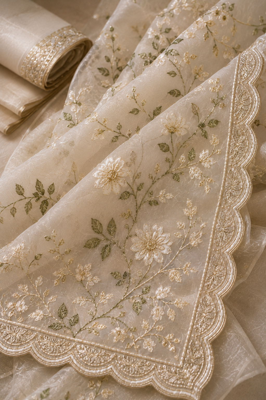 Ivory Whisper Organza Saree