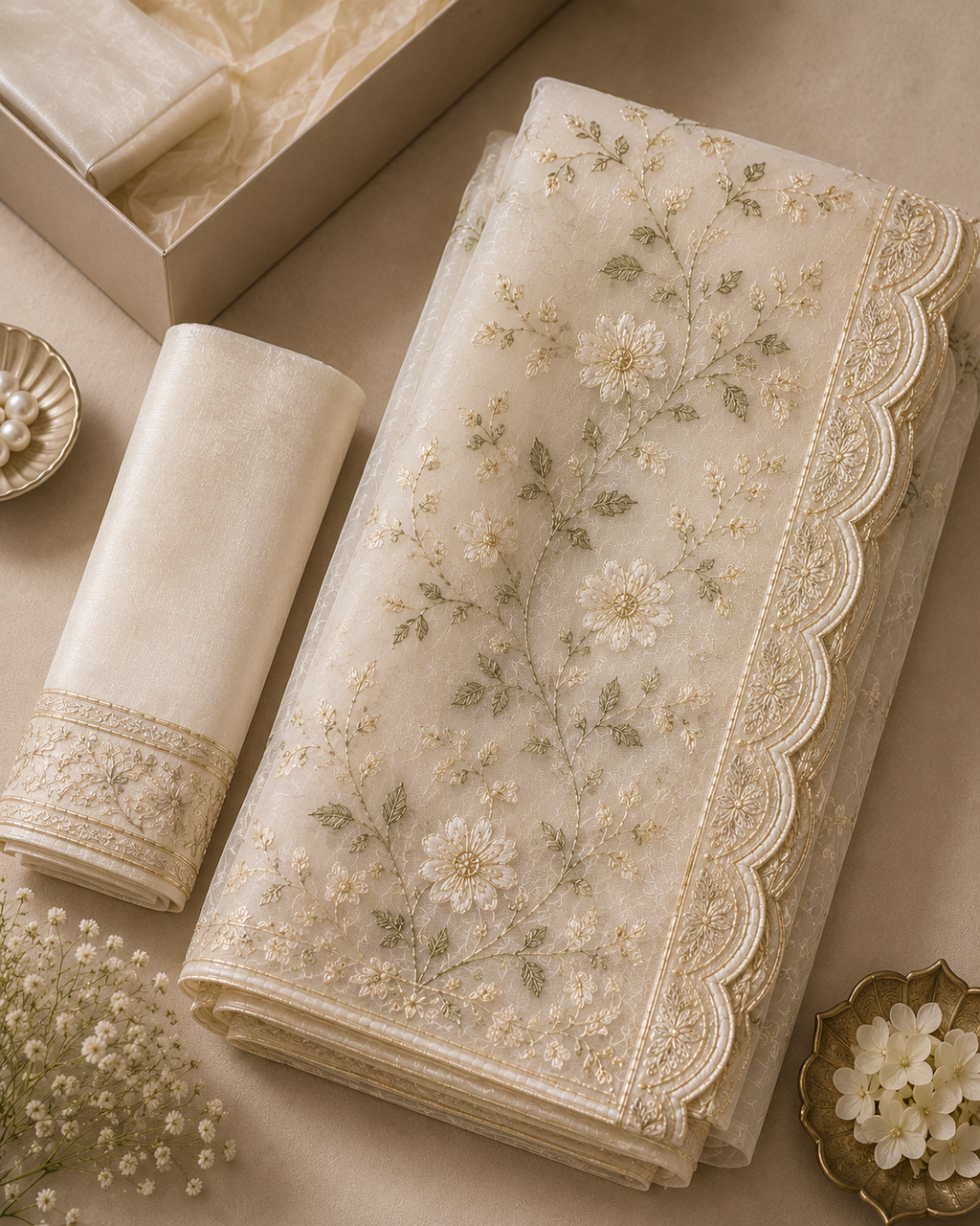 Ivory Whisper Organza Saree